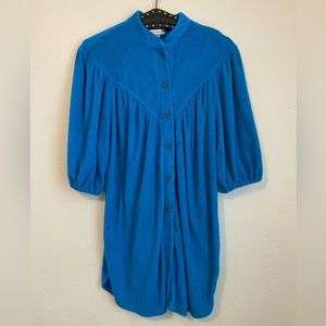 Vintage terry cloth button down long tunic